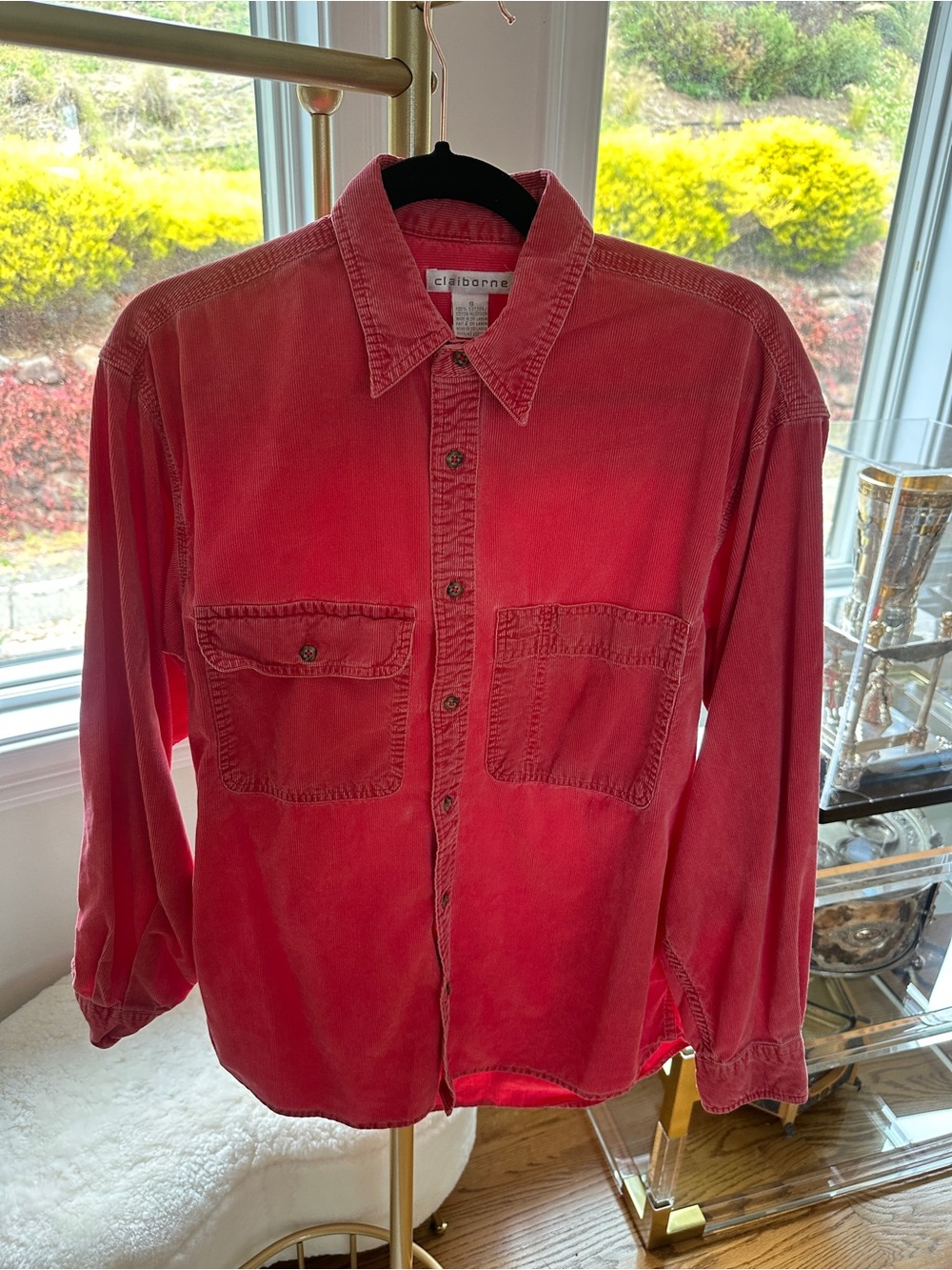 Claiborne Red Button-Down Corduroy Shirt